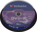 Verbatim DVD+R, 16x, 4,7 GB/120 min, 10-pakkaus, spindle, AZO