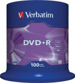 Verbatim DVD+R, 16x, 4,7 GB/120 min, 100-pakkaus spindle, AZO