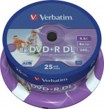 Verbatim DVD+R DL, 8x, 8,5 GB/240 min, 25-pakkaus spindle, AZO