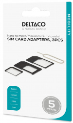 DELTACO SIM-korttisovitin, micro/mini/nano-sim, musta DELTACO SIM-korttisovitin, micro/mini/nano-sim, musta