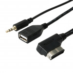 AMI-kaapeli - 3,5 mm, USB-naaras - Audi MMI, VW MDI AMI-kaapeli - 3,5 mm, USB-naaras - Audi MMI, VW MDI