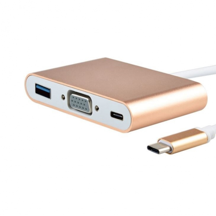 USB-C - VGA, moniporttisovitin, kultainen