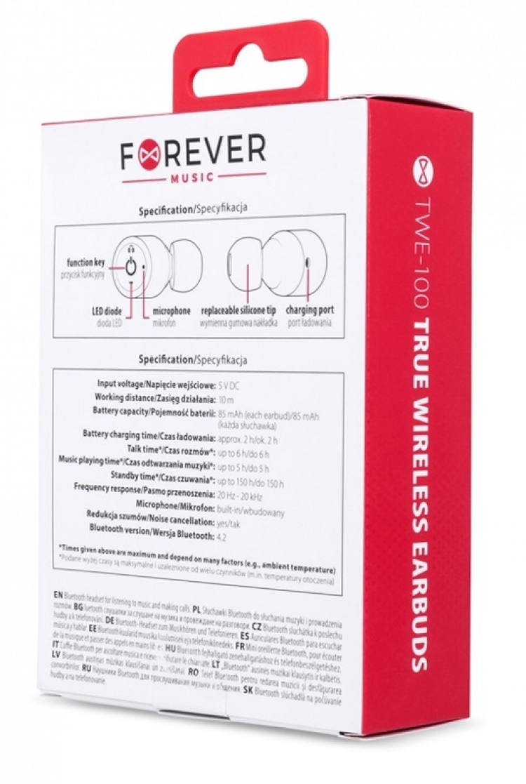 Forever, langattomat aidot kuulokkeet TWE-100, musta