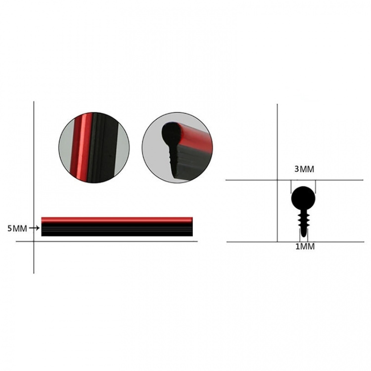 Joustava Universal koristelista 5m, punainen Joustava Universal koristelista 5m, punainen