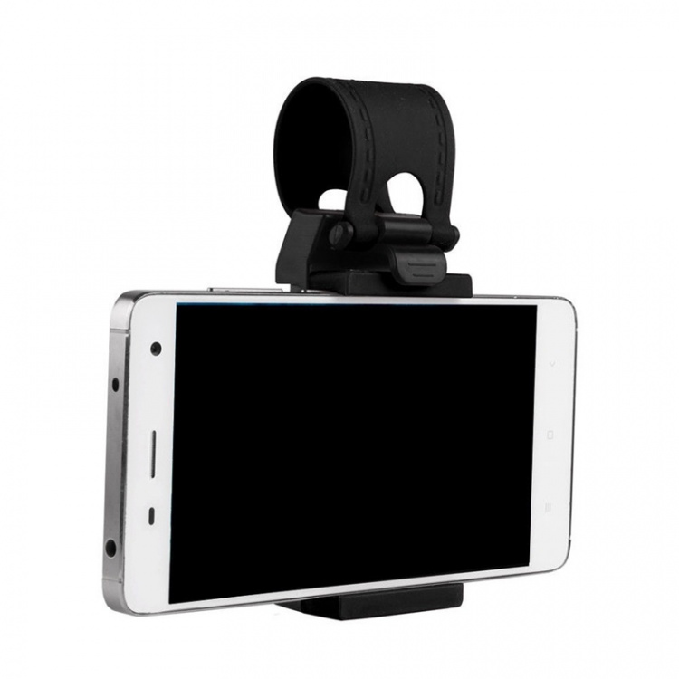 Yleismallinen matkapuhelimen pidike ohjauspyörään, musta Yleismallinen matkapuhelimen pidike ohjauspyörään, musta