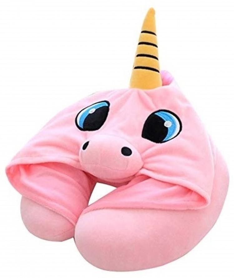 Nackkudde med Enhörningsluva - Rosa