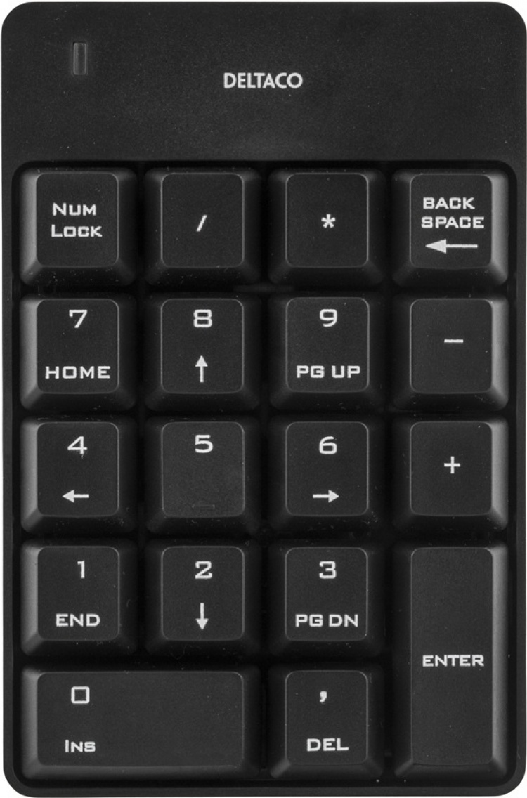 DELTACO langaton numeronäppäimistö, USB, 10m kantama, musta DELTACO langaton numeronäppäimistö, USB, 10m kantama, musta