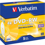 Verbatim DVD+RW, 4x, 4,7 GB/120 min, 5-pakkaus jewel case, SERL