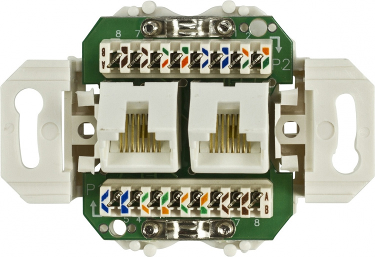 DELTACO suojaamaton pinta-asennettava seinärasia, 2xRJ45, Cat6, valko