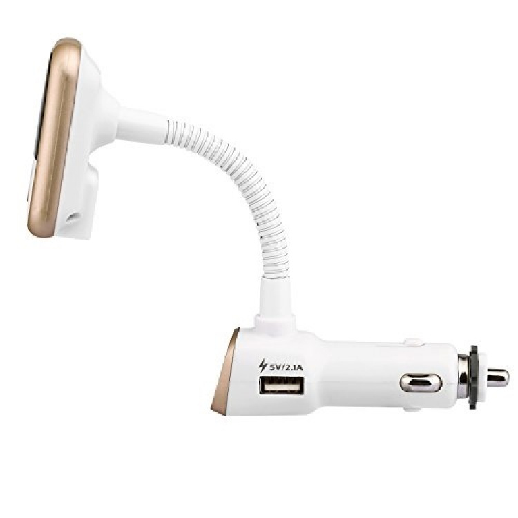 FM-lähetin Bluetooth handsfree-ominaisuudella ja autolaturilla (kultainen) FM-lähetin Bluetooth handsfree-ominaisuudella ja autolaturilla (kultainen)