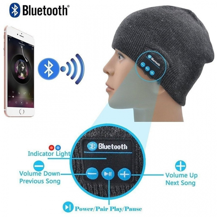 Neulottu pipo sisäänrakennetuilla Bluetooth-kuulokkeilla, Cerise
