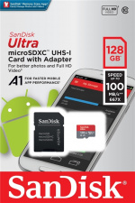 SanDisk minneskort 128GB, Ultra microSDXC, Class 10, UHS-I, 100MB/s