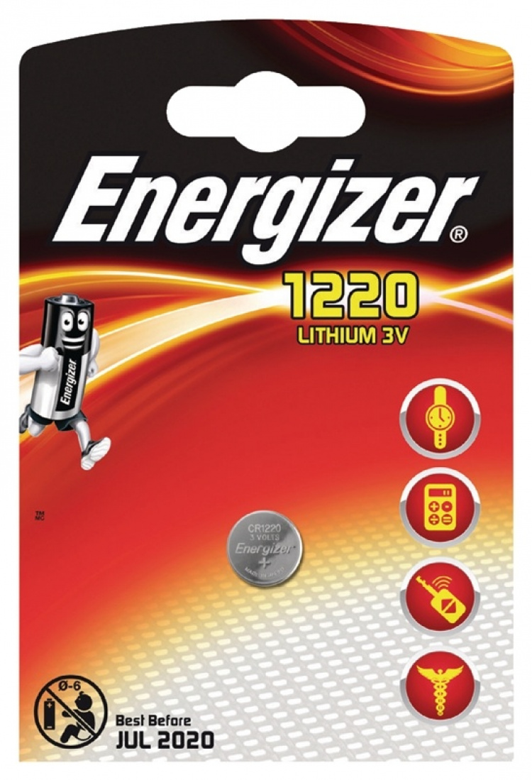 Energizer Litiumnappiparisto CR1220 | 3 V DC | 37 mAh | 1 - Läpipainopakkaus | Hopea Energizer Litiumnappiparisto CR1220 | 3 V DC | 37 mAh | 1 - Läpipainopakkaus | Hopea