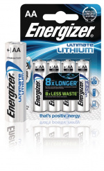 Energizer Litium Paristo AA | 1.5 V DC | 3000 mAh | 4 - Läpipainopakkaus | Hopea
