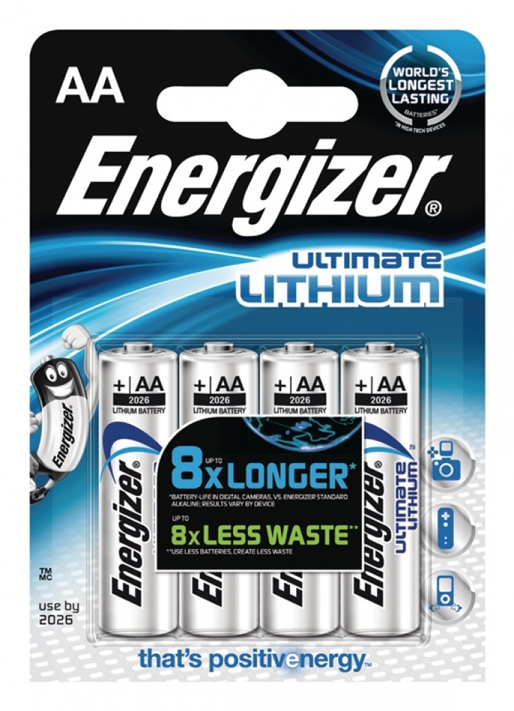 Energizer Litium Paristo AA | 1.5 V DC | 3000 mAh | 4 - Läpipainopakkaus | Hopea
