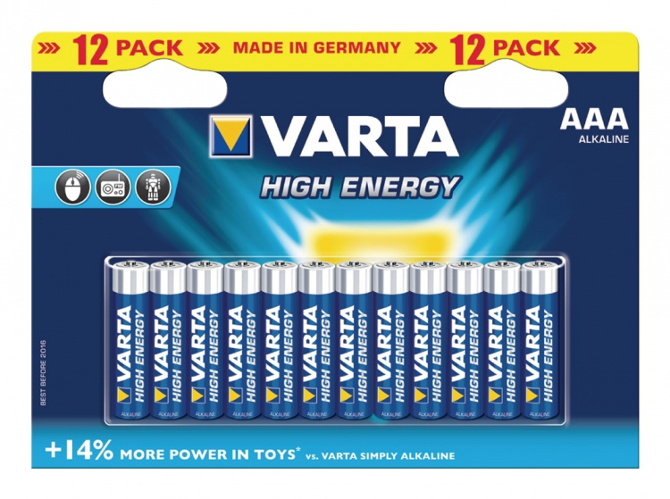 Varta Alkaliparisto AAA 1.5 V High Energy 12-Pakkaus