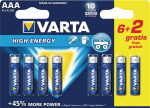 Varta Alkaliparisto AAA 1.5 V High Energy 8-Monipakkaus