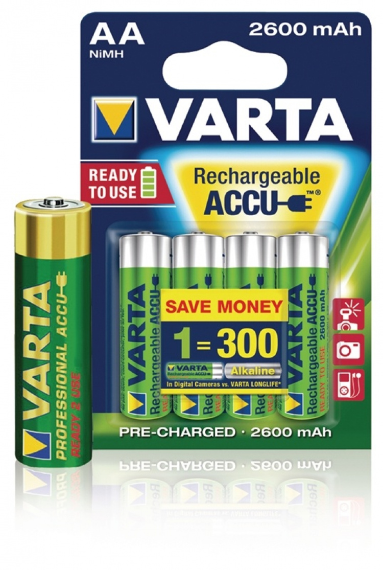 Varta Ladattava Ni-MH-Akku AA | 1.2 V DC | 2500 mAh | 4-Blister-kortti Varta Ladattava Ni-MH-Akku AA | 1.2 V DC | 2500 mAh | 4-Blister-kortti