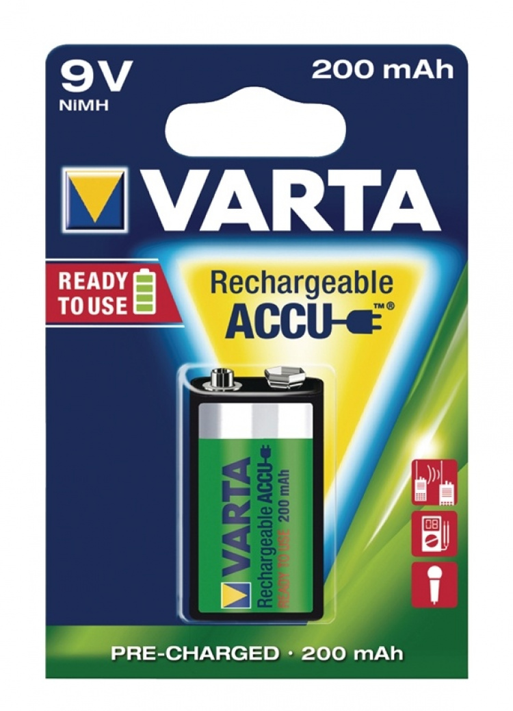 Varta Ladattava Ni-MH-Akku E | 9 V DC | 200 mAh | Esiladattu | 1 - Läpipainopakkaus | 6HR61 | Keltainen / Vihreä Varta Ladattava Ni-MH-Akku E | 9 V DC | 200 mAh | Esiladattu | 1 - Läpipainopakkaus | 6HR61 | Keltainen / Vihreä