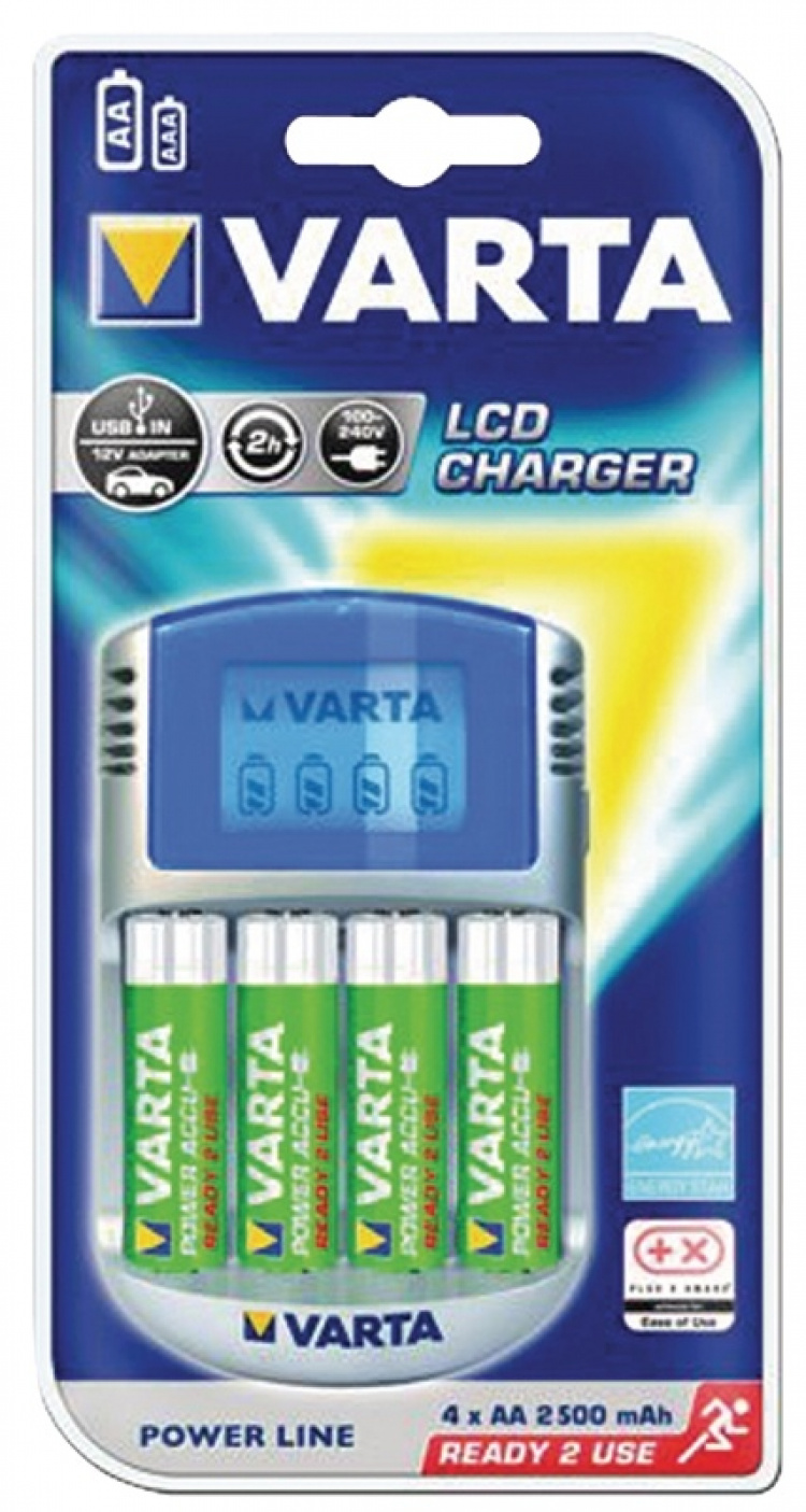 Varta NiMH akkulaturi AA / AAA | 1.2 V DC | 4x AA/HR6 2600 mAh | Trickle-lataus | Euro / Tyyppi-C (CEE 7/16) | Akun tyyppi: AA Varta NiMH akkulaturi AA / AAA | 1.2 V DC | 4x AA/HR6 2600 mAh | Trickle-lataus | Euro / Tyyppi-C (CEE 7/16) | Akun tyyppi: AA
