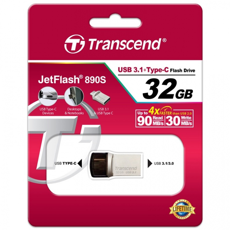 Transcend USB-minne (USB3+Type-C) 32GB Transcend USB-minne (USB3+Type-C) 32GB