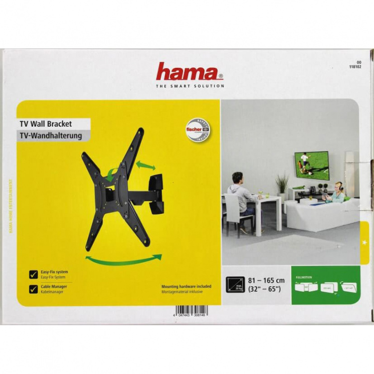 Hama Seinäkannatin Full Motion VESA 400x400 Black