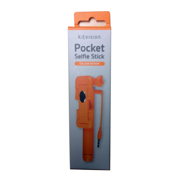 KITVISION Selfie Stick Pocket Wired Mirror function Orange