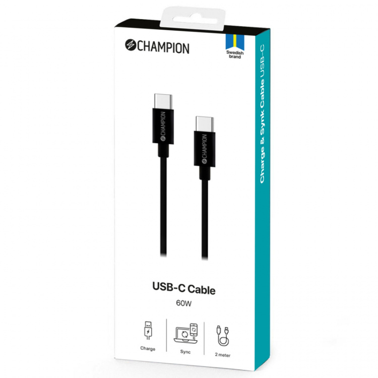 Champion USB 2.0 C till C, 2m Champion USB 2.0 C till C, 2m