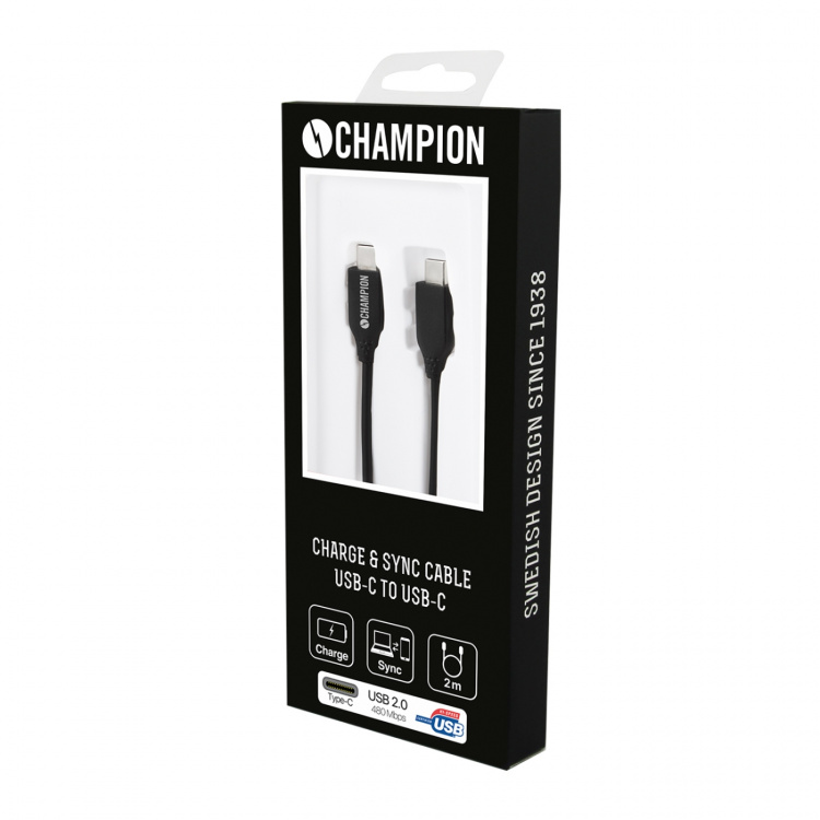 Champion USB 2.0 C till C, 2m Champion USB 2.0 C till C, 2m