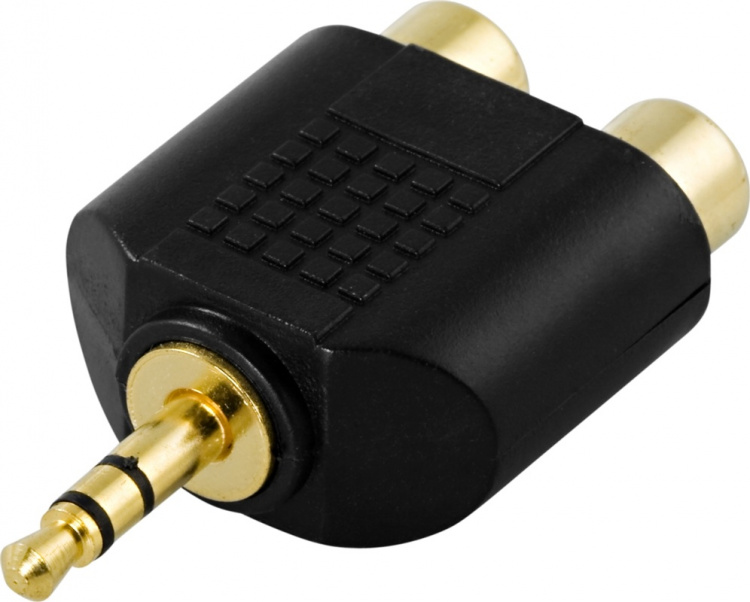 DELTACO multimediasovitin, 2xRCA naaras - 3,5mm uros, kullatut liitt. DELTACO multimediasovitin, 2xRCA naaras - 3,5mm uros, kullatut liitt.