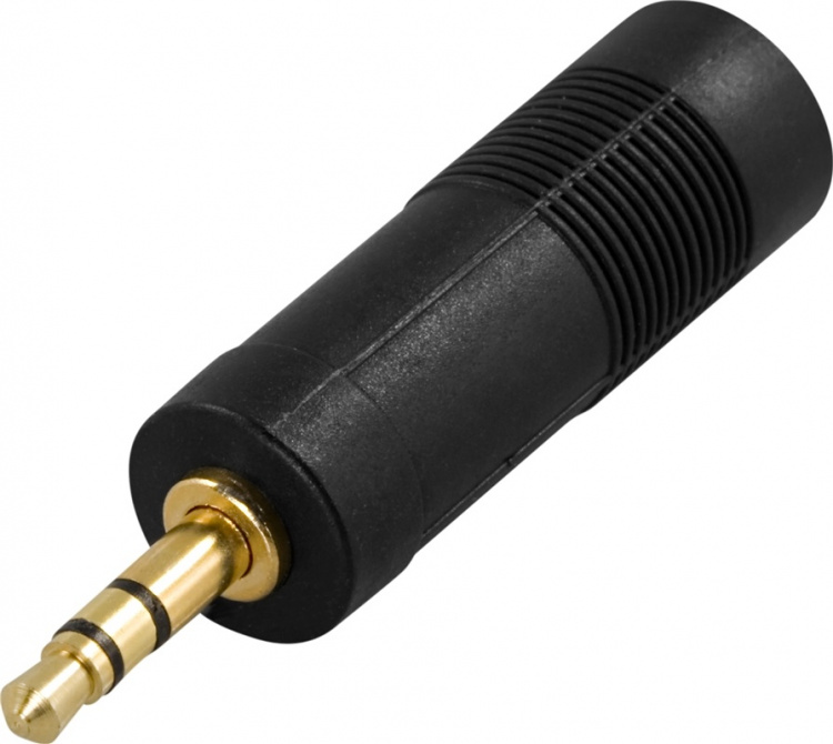 DELTACO äänisovitin, 6,3mm naaras - 3,5mm stereo uros