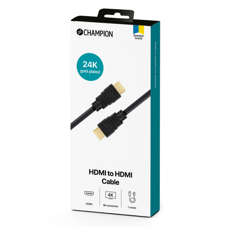 Champion HDMI-kabel Ha-Ha Svart 1.0m Champion HDMI-kabel Ha-Ha Svart 1.0m