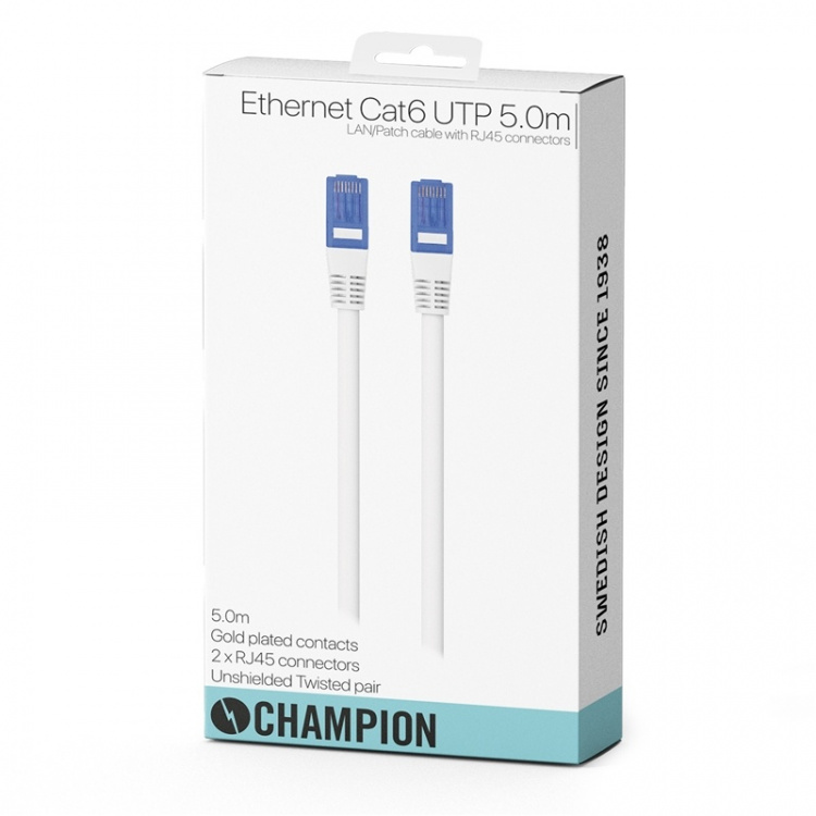 Champion Nätverkskabel CAT6 UTP 5.0m Champion Nätverkskabel CAT6 UTP 5.0m