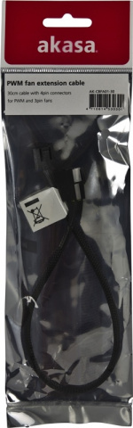 AKASA jatkokaapeli 4-pin tuulettimelle, 0,3m, musta
