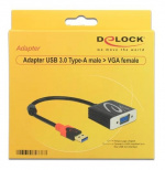 DeLOCK USB 3.0 - VGA-sovitin, 1920x1200, 0,2 m, musta DeLOCK USB 3.0 - VGA-sovitin, 1920x1200, 0,2 m, musta