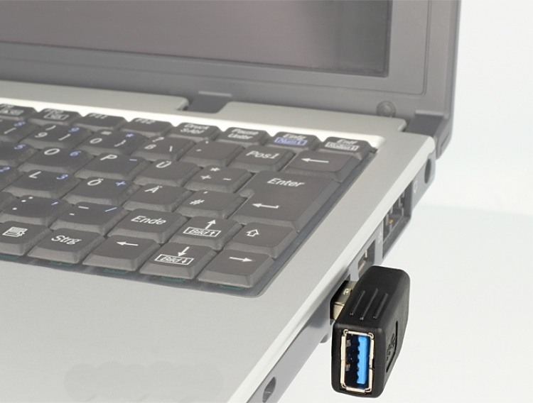 DeLOCK USB 3.0 -kulmasovitin, 270° sivulle, Type A uros-naaras, musta
