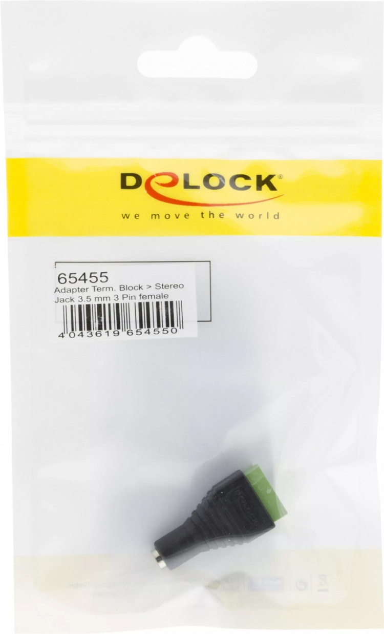 DeLOCK sovitin, 3,5mm stereo na - 3-pin riviliitin, musta