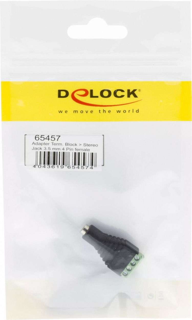 DeLOCK sovitin, 3,5mm stereo na - 4-pin riviliitin, musta