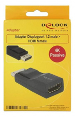 Delock Adapteri Displayport 1.2 uros > HDMI naaras, UDH, passiv. musta