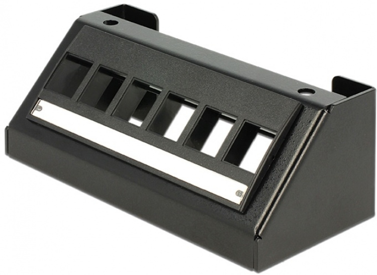 DeLOCK Keystone panel, 6-portar, 45° vinkel på portarna, metall, sva