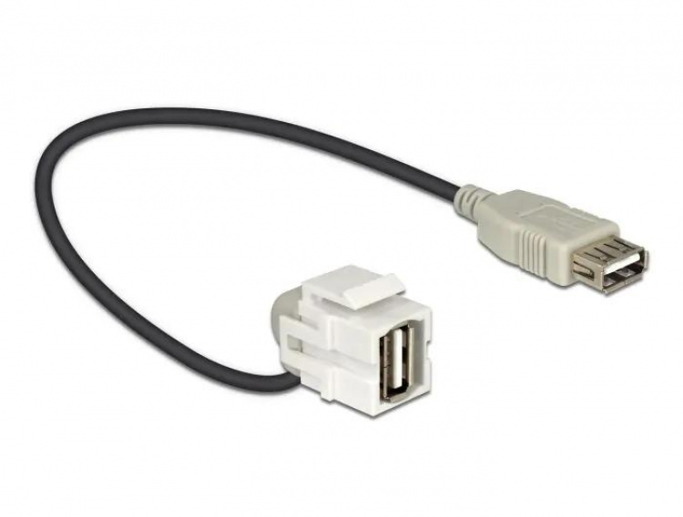 DeLOCK Keystone modul, USB 2.0 Typ A ho-USB Typ A ho, 0,2m kabel, grå DeLOCK Keystone modul, USB 2.0 Typ A ho-USB Typ A ho, 0,2m kabel, grå
