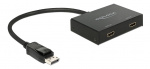 DeLOCK jakaja DisplayPort - 2xHDMI, Ultra HD 30Hz, musta