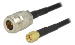 Delock antennikaapeli RP-SMA uros, LMR195, 50Ohm, 1m, musta