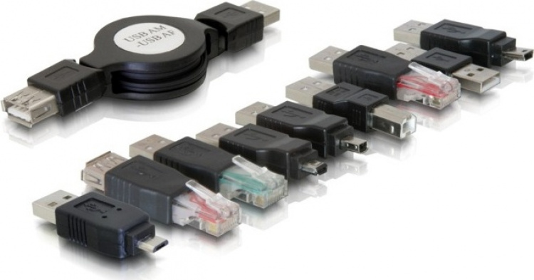 DeLOCK Kaapelilaukku, USB, headset-jousirullakaapelit + adaptereita
