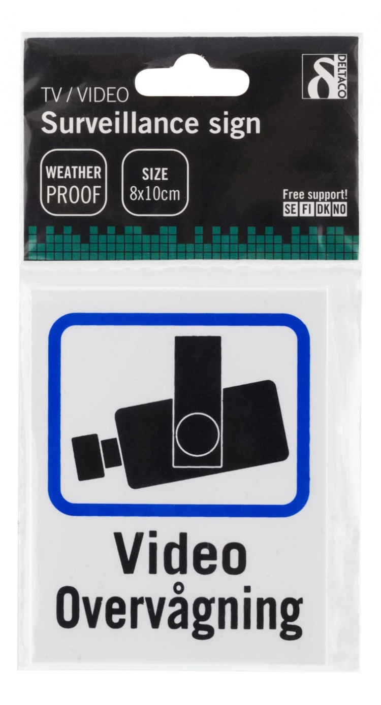 DELTACO tanskankielinen kameravalvontakyltti, muovi, 8x10cm, 2 kpl DELTACO tanskankielinen kameravalvontakyltti, muovi, 8x10cm, 2 kpl