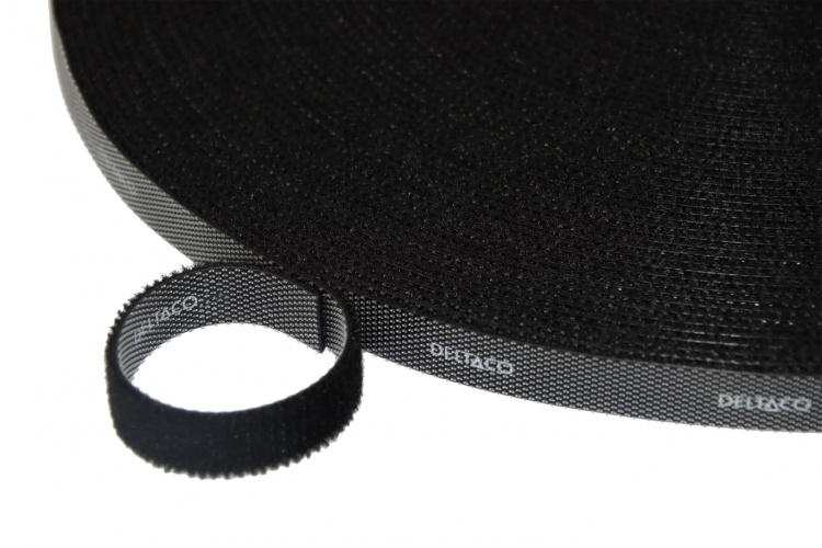 DELTACO tarranauha, 10mm leveys, 25m rulla, musta