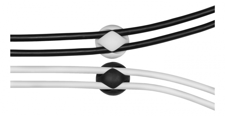 DELTACO itsekiinnittyvä kaapelinpidike, 6-pak. musta/valk./harmaa