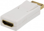 DELTACO DisplayPort - HDMI-sovitin, 4K UHD 30Hz, valkoinen
