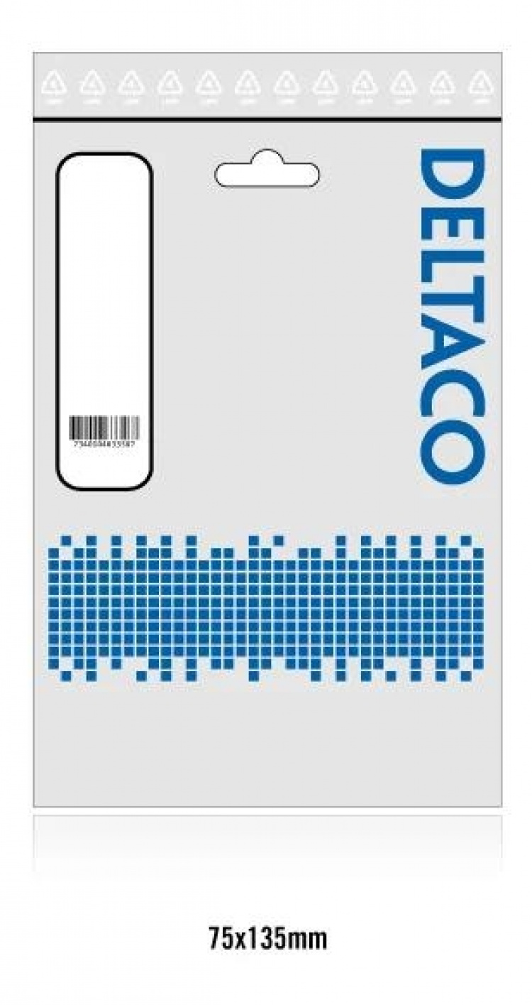 DELTACO HDMI-sovitin, 19-pin uros - naaras, kulmaliitin, musta