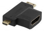 DELTACO HDMI-sovitin, HDMI naaras - uros mini HDMI ja micro HDMI uros DELTACO HDMI-sovitin, HDMI naaras - uros mini HDMI ja micro HDMI uros